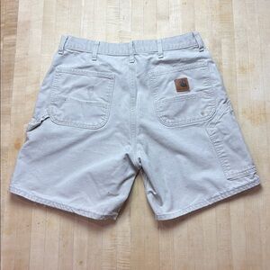 VTG Carhartt Tan Canvas Carpenter Men’s Shorts Waist 36 Distressed Workwear
